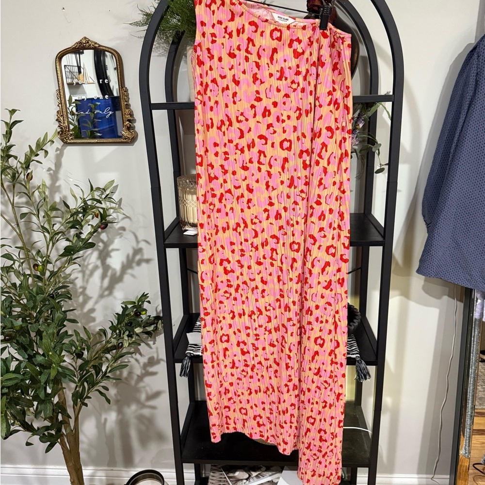 River Island Pink leopard print one shoulder dress size 6 - Picture 9 of 10